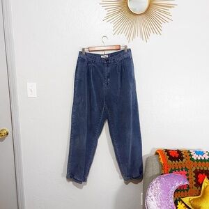 Vintage 90s Men’s Indie Gap High Waisted Rise Relaxed Corduroy Blue Pants 31x30